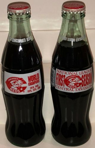 Coca - Cola Cincinnati Reds 5 World Champion & First Season NL Cent 2 Coke Bottles 2