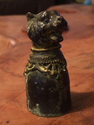 SCARCE ANCIENT CRUSADERS BRONZE WINE CUP DECORATED WITH TIGER HEAD 3