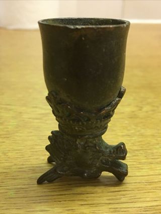 SCARCE ANCIENT CRUSADERS BRONZE WINE CUP DECORATED WITH SERPENT HEAD 2