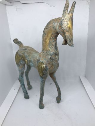 SCARCE ANCIENT CELTIC BRONZE AND GOLD GILT HORSE STATUETTE 3