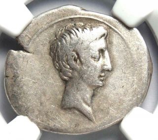 Octavian Augustus Ar Denarius Silver Coin 30 - 29 Bc - Certified Ngc Choice Fine