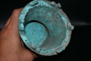 Museum Quality Ancient Roman Bronze Chalice Cup with 6 Lion Figurines on Edges 5