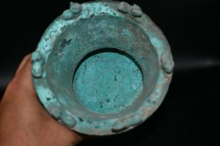 Museum Quality Ancient Roman Bronze Chalice Cup with 6 Lion Figurines on Edges 6