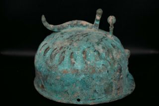 Authentic Ancient Early Bactrian Bronze Helmet with Multiple Figurines on Top 5