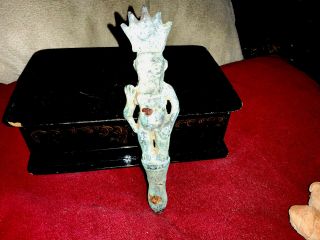 A Strange Possibly Ancient Bronze Figure of a Quirky Male Figure Wearing Crown 2