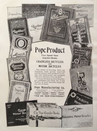 1904 Ad (k1) Pope Mfg.  Co.  Hartford,  Conn.  Chainless And Motor Bicycles