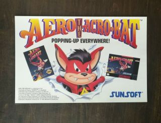 1993 Aero The Acro - Bat Sunsoft Sega Genesis Nintendo Video Game Full Page Ad
