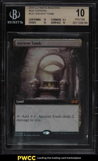 2018 Magic The Gathering Mtg Ultimate Masters Box - Toppers Ancient Tomb Bgs 10