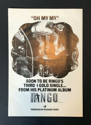 Ringo Starr Oh My My 1974 Short Print Poster Type Ad,  Advert (the Beatles)