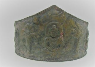 ANCIENT GANDHARA BRONZE CROWN DIADEM WITH DEPICTIONS OF SEATED BUDDHAS 2