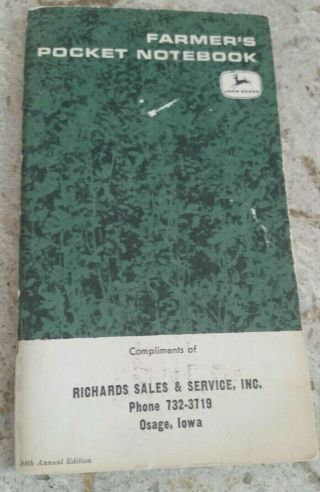 1965 Farmer ' s Pocket Notebook John Deere Richards Sales Osage Iowa IA Tractors 2