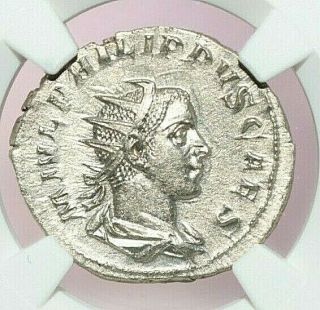 NGC MS ROMAN COINS PHILIP II,  AD 247 - 249.  AR Double - Denarius.  MAX/021 4