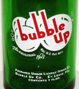 Vintage Soda Pop Bottle Bubble Up 2 Green 7oz G M Swallow Dated 1947 Lima Ohio