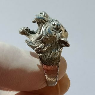 Ancient Roman Legionary Seal Ring bronze Ring decorated TIGER design On Bezel 3