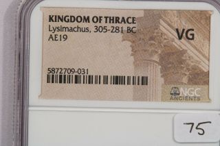 305 - 281 BC Kingdom of Thrace AE19 Lysimachus NGC VG b - 6 3