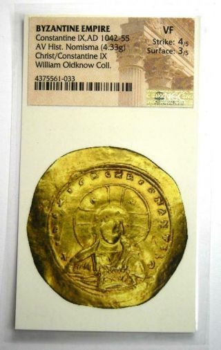 Constantine IX AV Gold Histamenon Nomisma Christ Coin 1042 - 55 AD - NGC VF 3