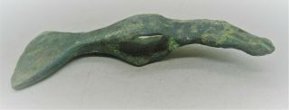 ANCIENT VIKING BRONZE AXE HEAD WITH HORSE TERMINAL 2
