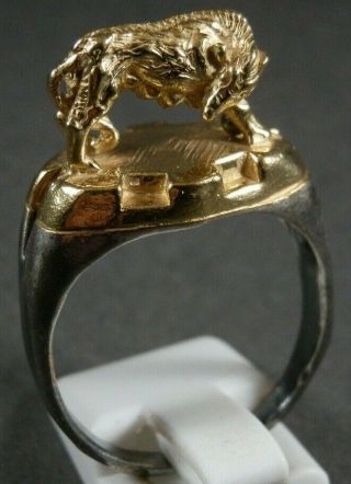 Ancient Roman Legionary Senatorial Gold Silver Ring Capitoline Wolf