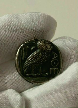 Ancient Greek Coin Attica Athens Owl Tetradrachm 450 Bc 25mm Patina