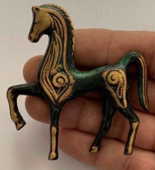 Circa 100bc - 100ad Ancient Celtic Bronze Leaping Horse Statuette Rare 66mmx 83mm