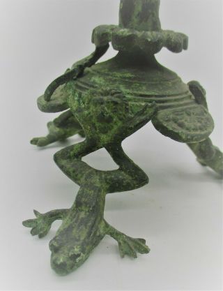 ANCIENT GREEK BRONZE OBJECT,  FROGS AND ANIMALS ENTWINED WITH A PLANT 3