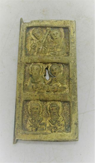 Detector Finds Ancient Medieval Gilded Bronze Religious Plaque Section