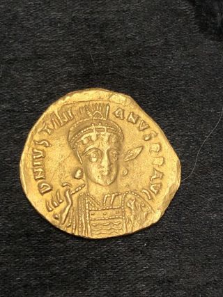 Byzantine Empire Justinian 1 Ad 527 - 565 Gold Solidus Coin 3.  9g