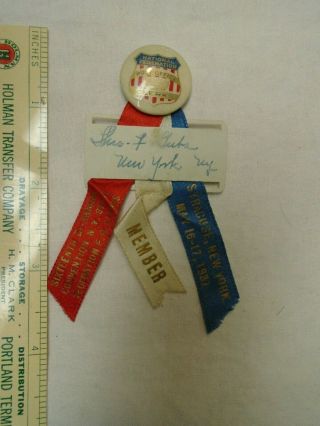 1937 National Federation Of Post Office Clerks 7/8 " D Celluloid Pinback & Ribbons