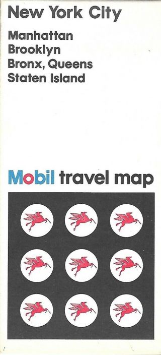 1972 Mobil Road Map York City Manhattan Brooklyn Bronx Queens Staten Island