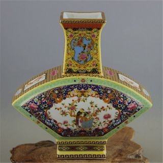 8.  4 " Collect Old China Ancient Dynasty Enamel Porcelain Flower Vase Bottle Pot