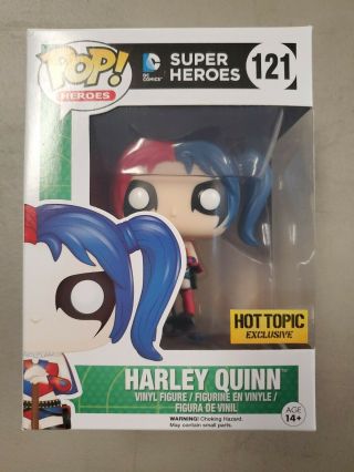 Funko Pop Harley Quinn 121 Hot Topic Exc Vinyl Figure W/pop Protector
