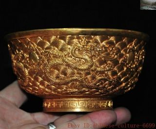 chinese Ancient Bronze 24k gold Gilt Dragon loong Dynasty palace Tea cup Bowl 3
