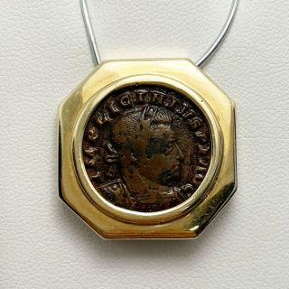 Solid 14k Yellow Gold Frame Ancient Coin Pendant (8718)