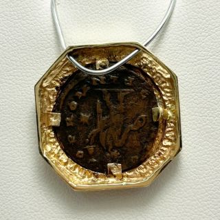 Solid 14k Yellow Gold Frame Ancient Coin Pendant (8718) 2
