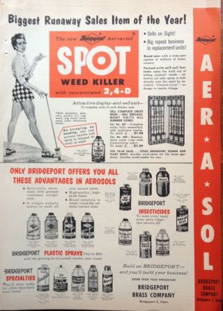 1955 Ad (g15) Bridgeport Brass Co.  Conn.  Aerosol Spot Weed Killer