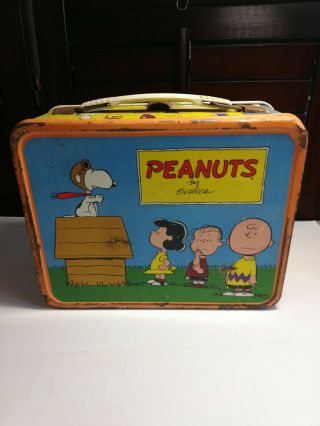 Vintage 1959 Peanuts By Schulz Charlie Brown Snoopy Metal Lunchbox