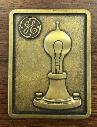 Vintage Ge General Electric Edison Bulb Brass Paperweight