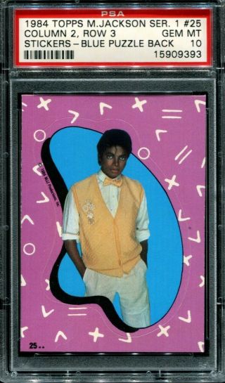 1984 Topps Michael Jackson 25 Series 1 Blue Puzzle Back Psa 10