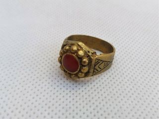 Extremely Ancient Bronze Ring Roman Red Stone Rare Legionary Artifact Authentic