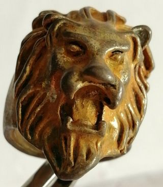 EUROPEAN FINDS ANCIENT ROMAN BRONZE MILITARY LEGIONARY LION HEAD RING 2