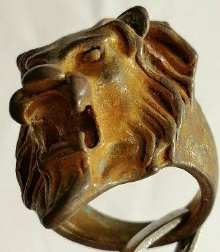 EUROPEAN FINDS ANCIENT ROMAN BRONZE MILITARY LEGIONARY LION HEAD RING 3