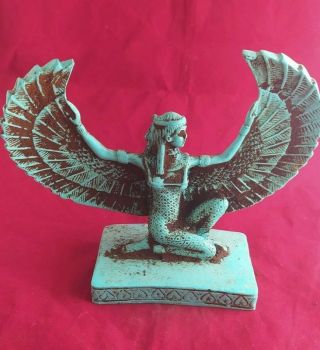 RARE ANCIENT EGYPTIAN ANTIQUE STATUE OF ISIS WINGED 2686–2181 BCE 2