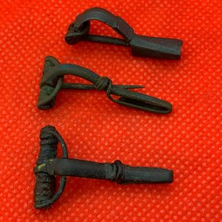 Ancient bronze Roman Small Three brooches fibula 2