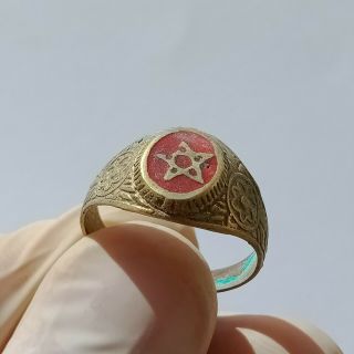 DETECTOR FINDS ANCIENT BYZANTINE BRONZE SEAL RING WITH CRUSADERS STAR MOTIF 3
