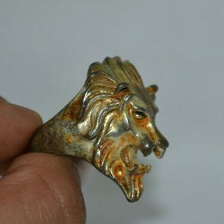 Ancient Roman Legionary Seal Ring bronze Ring decorated LION design On Bezel 3