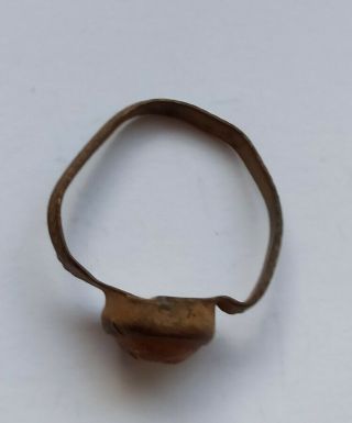 ANCIENT SCANDINAVIAN VIKING BRONZE RING WITH STONE INSET 900 - 1100 AD 2