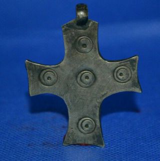 Rare Ancient Large Viking Amulet Silvered Cross Pendant - Circa 10th Century Ad