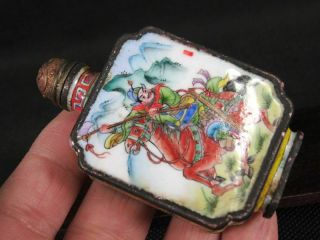 Chinese Ancient Generals Hand Painted Copper Enamel Snuff Bottle 2