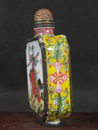 Chinese Ancient Generals Hand Painted Copper Enamel Snuff Bottle 3