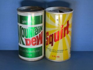 Mountain Dew & Squirt Pull Top Soda Cans